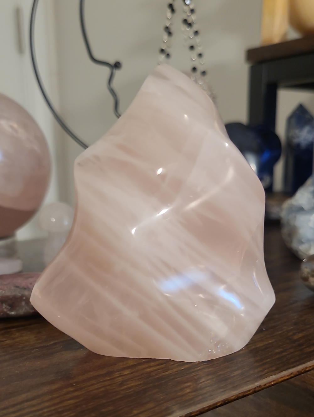 Polished Rose Quartz Flame - Soft Pink Crystal - Picture 2 of 2